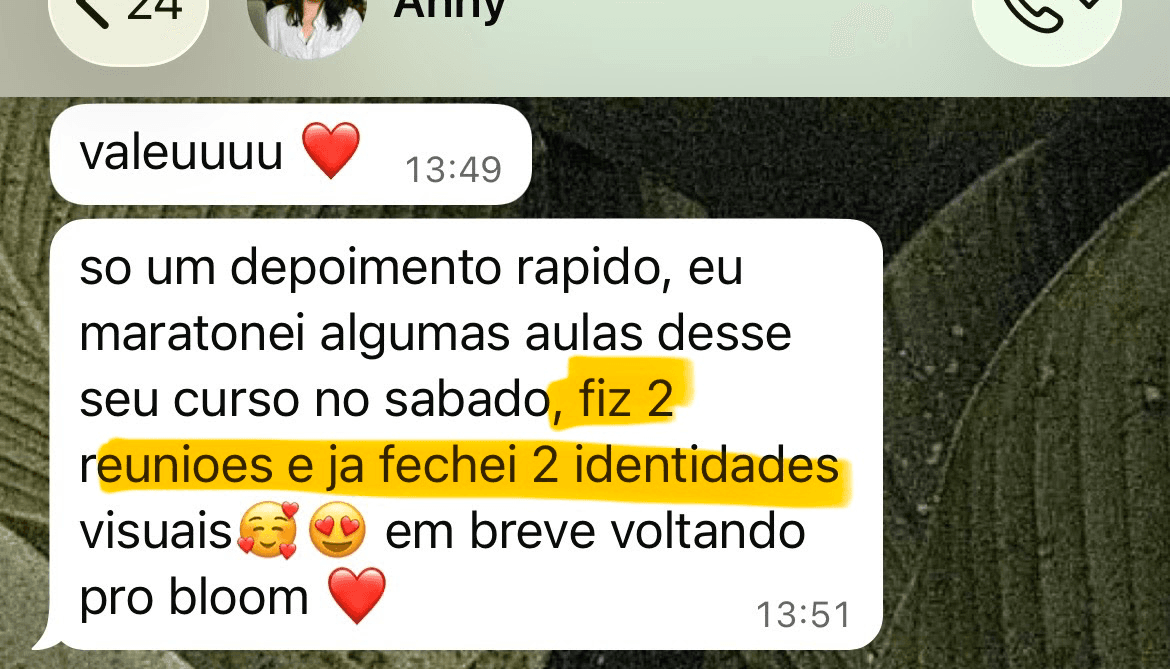 Depoimento de Anny sobre o resultado com a formação